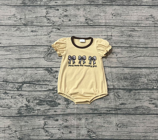 Jesus love this country girl camo bow baby girls romper