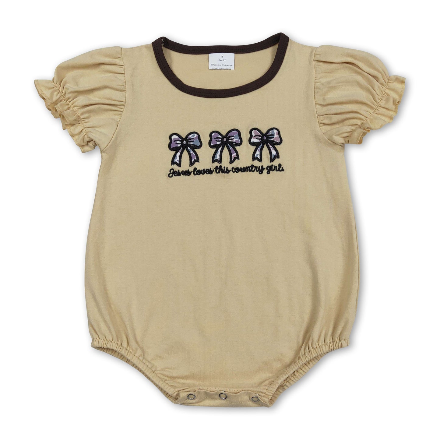 Jesus love this country girl camo bow baby girls romper