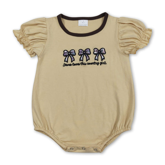 Jesus love this country girl camo bow baby girls romper