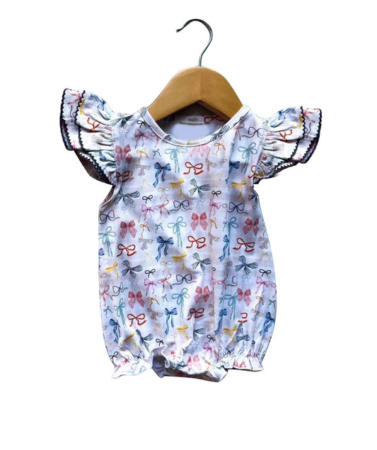 colorful bows print baby girl romper