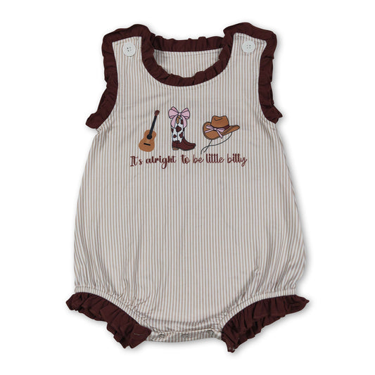 Ruffle stripe it's alright to be little bitty western baby romper
