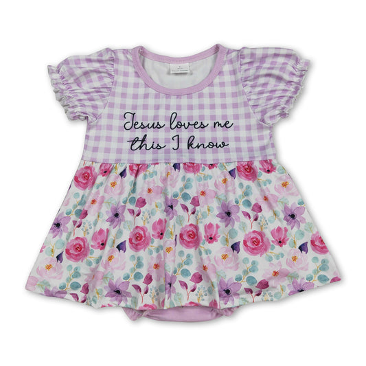 Jesus loves me this I know floral baby girls romper