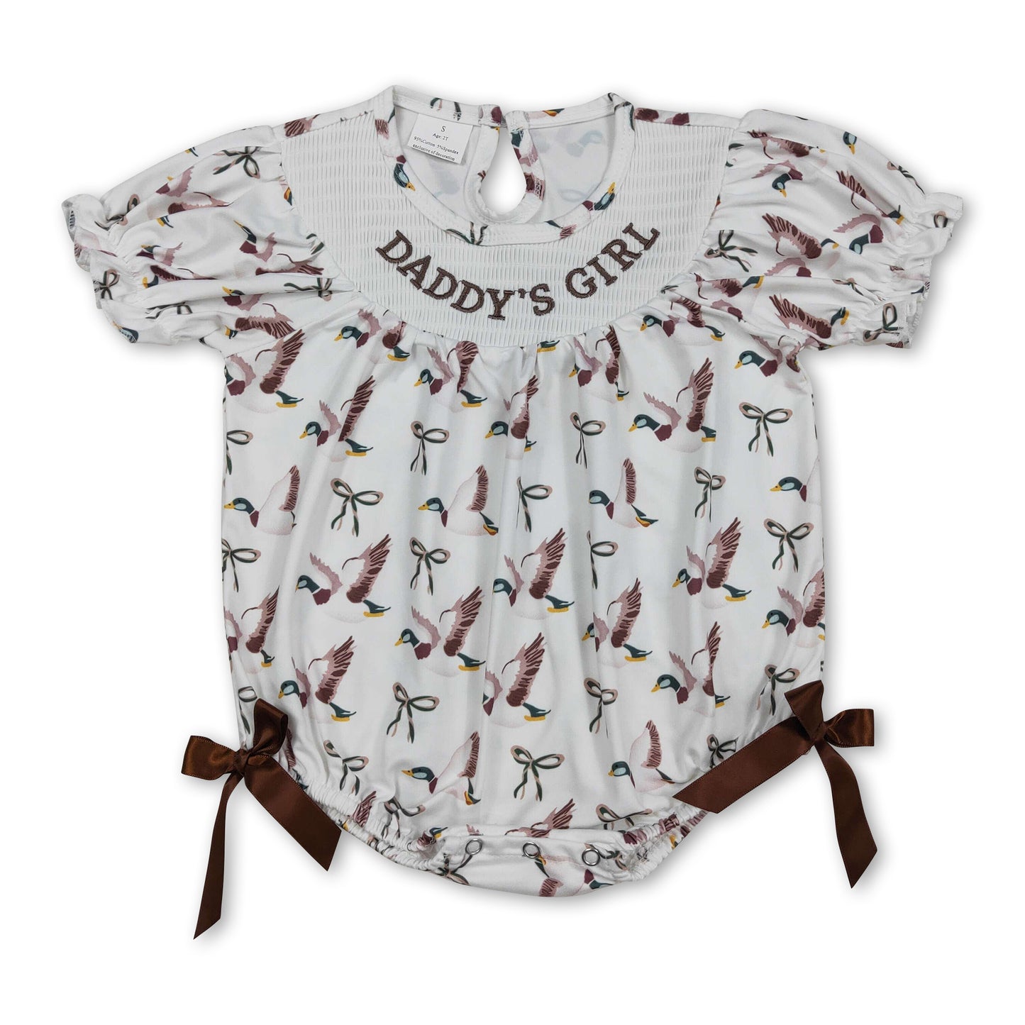 Short sleeves daddy's girl duck bow baby girl romper