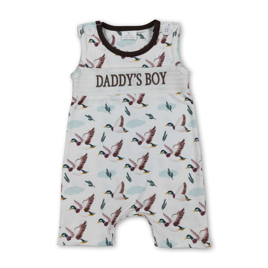 Sleeveless daddy's boy duck baby boy romper