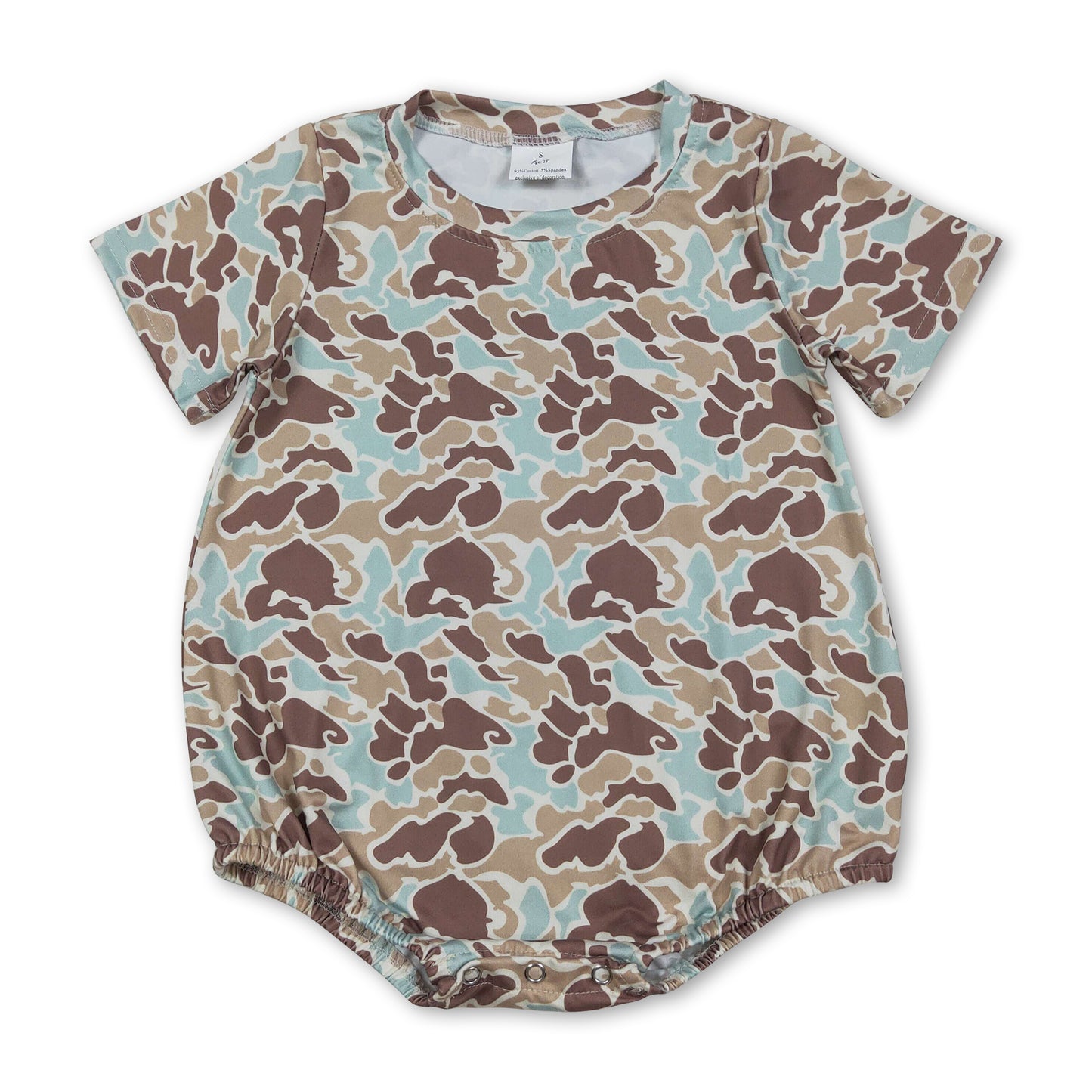 Short sleeves mint camo baby boy summer romper