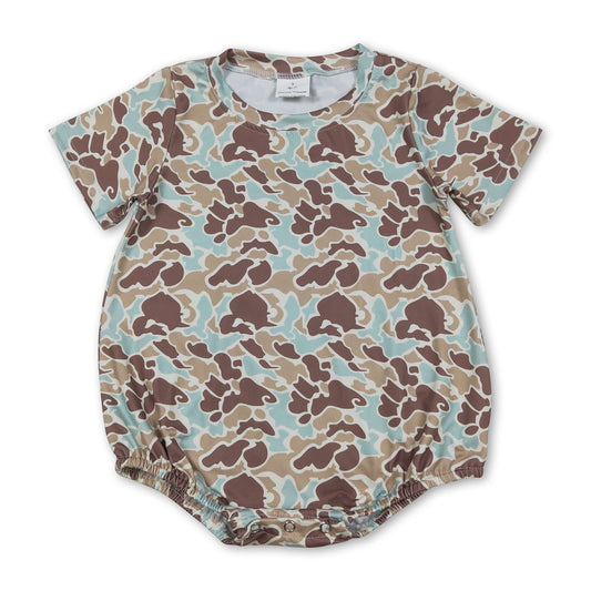 Short sleeves mint camo baby boy summer romper