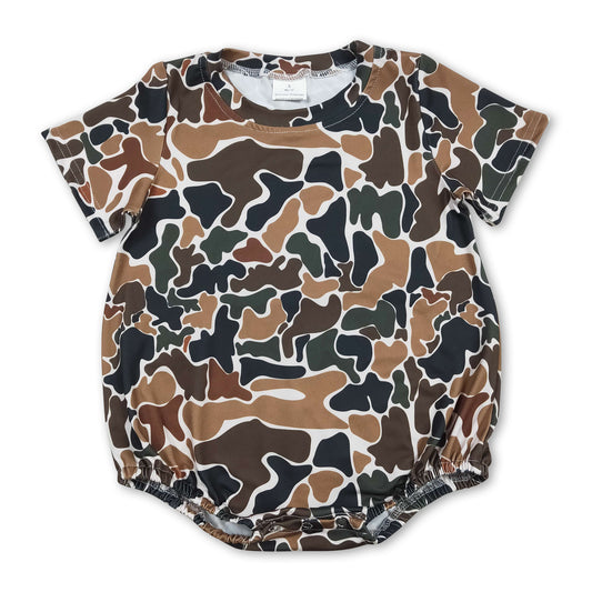 Short sleeves brown camo baby boy summer romper