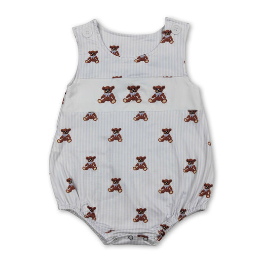 Sleeveless stripe bear baby boy summer romper