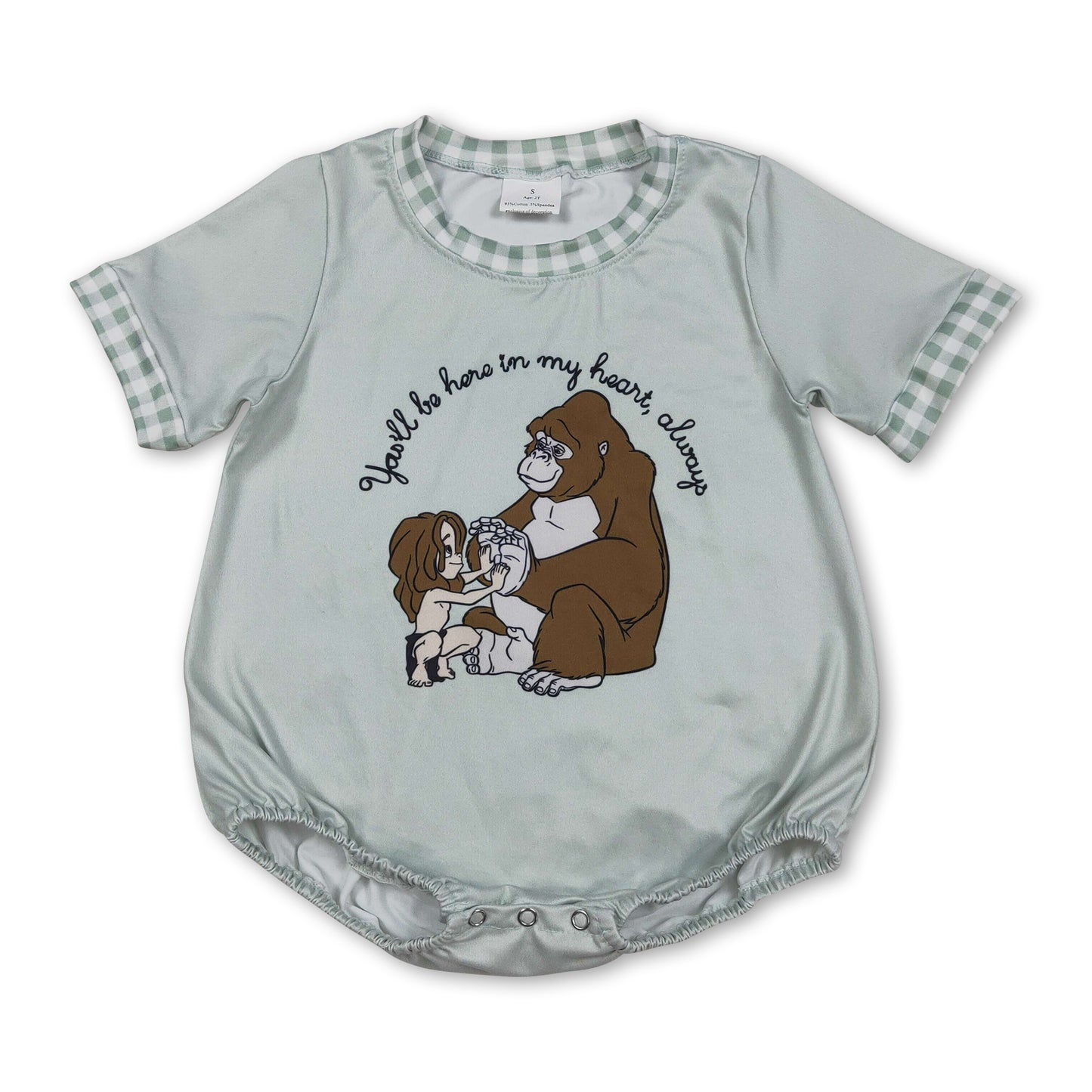 Short sleeves you'll be here in my heart baby boy romper