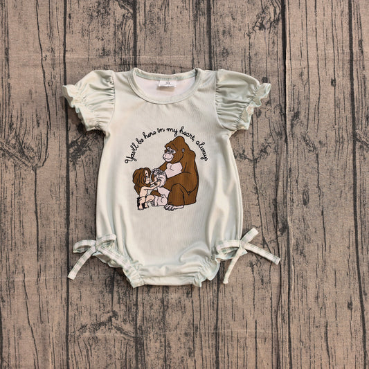 Short sleeves you'll be here in my heart baby girls romper