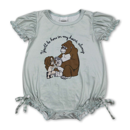Short sleeves you'll be here in my heart baby girls romper