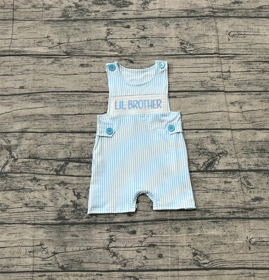 Sleeveless stripe lil brother baby boy romper