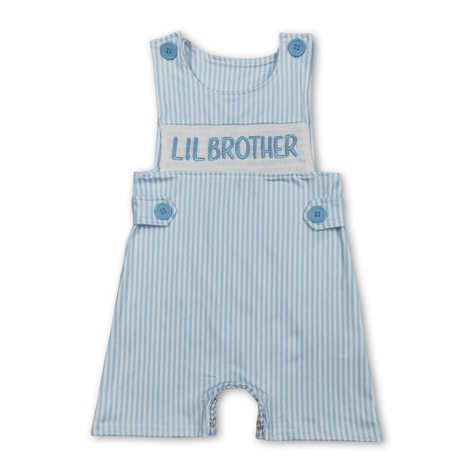 Sleeveless stripe lil brother baby boy romper