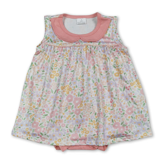 Sleeveless doll collar floral baby girls summer romper