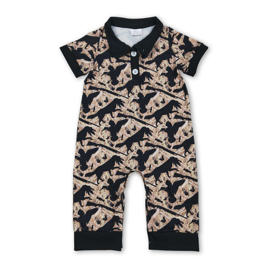 Short sleeves camo duck call baby boy polo romper