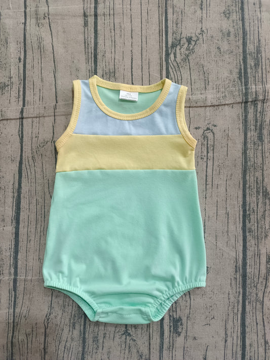 Sleeveless cotton patchwork baby boy summer romper