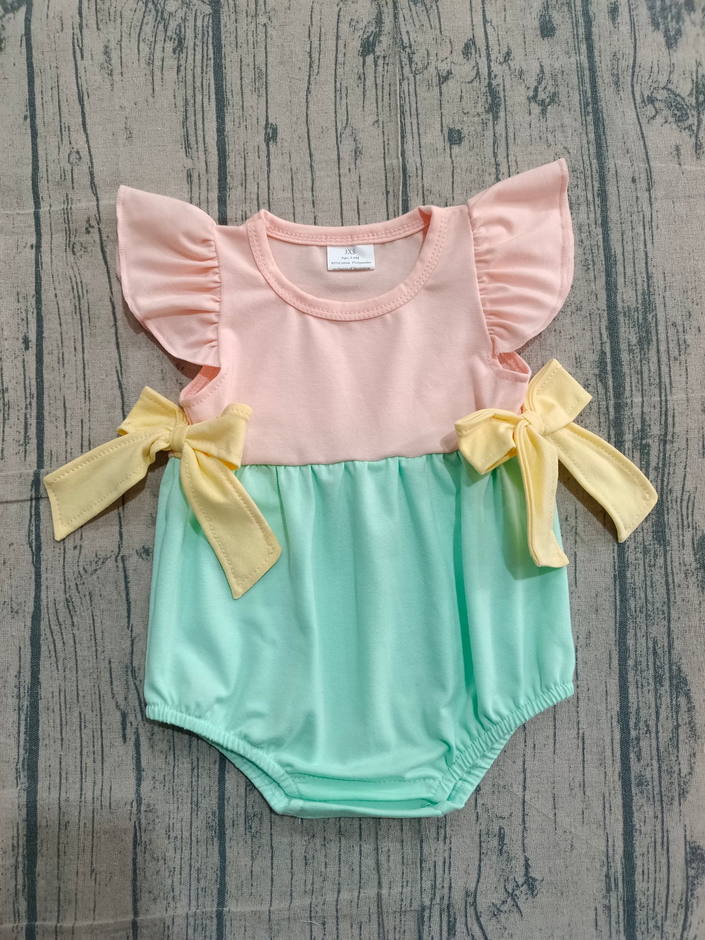 Flutter sleeves cotton patchwork baby girls summer romper