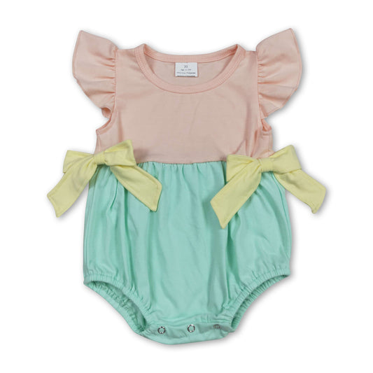 Flutter sleeves cotton patchwork baby girls summer romper
