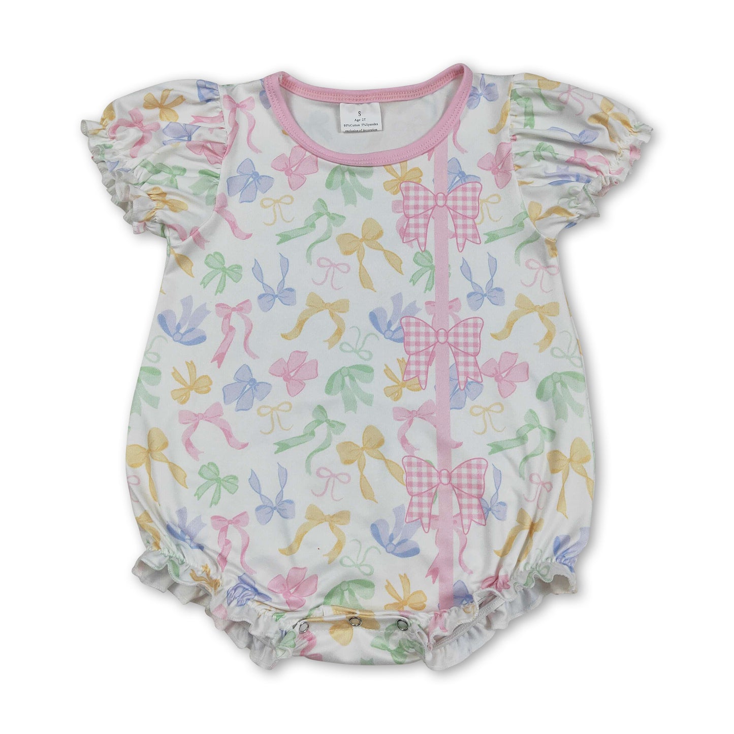Short sleeves colorful bows baby girls summer romper