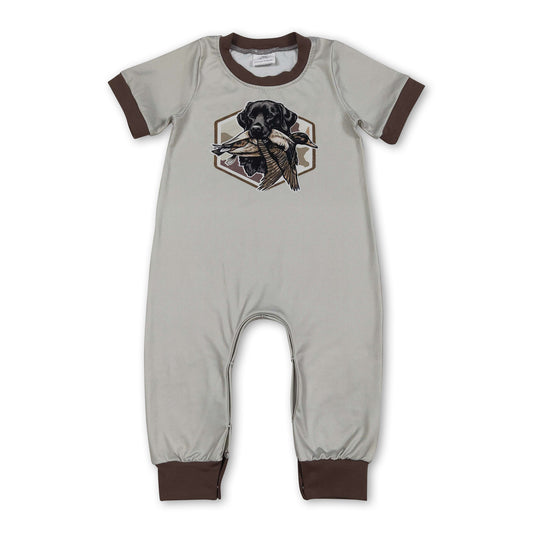 Short sleeves camo duck dog baby boy romper