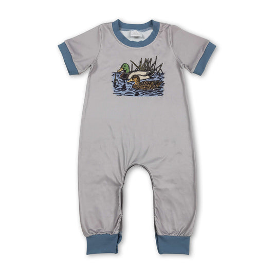 Light blue short sleeves duck baby boy romper