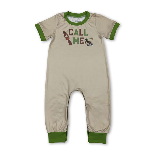 Green short sleeves call me duck baby boy romper