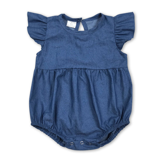 Flutter sleeves soft denim baby girls summer romper
