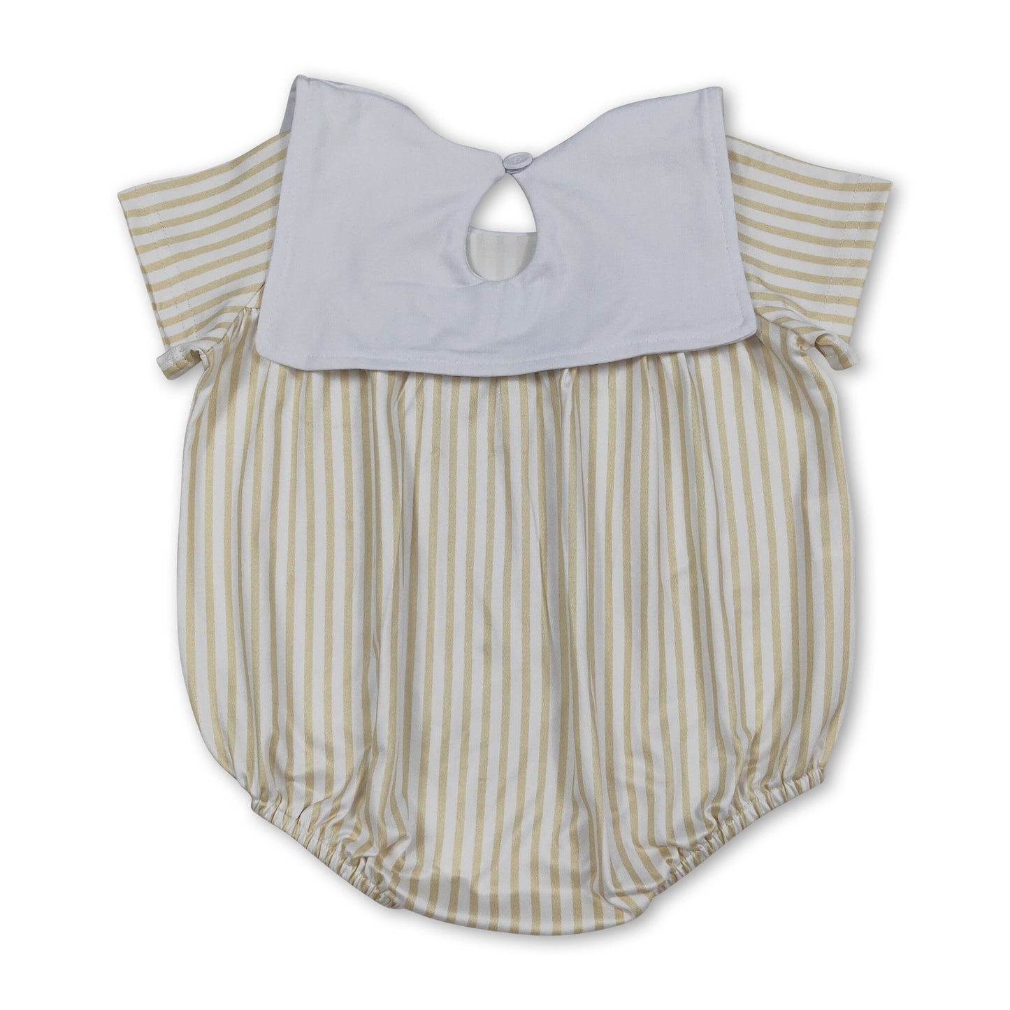 Short sleeves stripe cross embroidery baby Easter romper