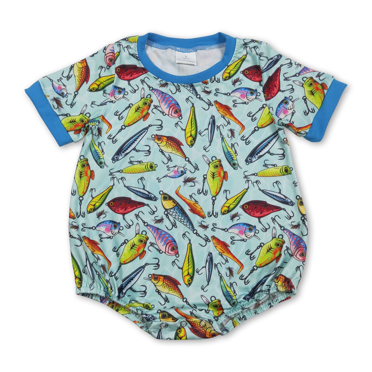 Short sleeves fish lure baby boy summer romper