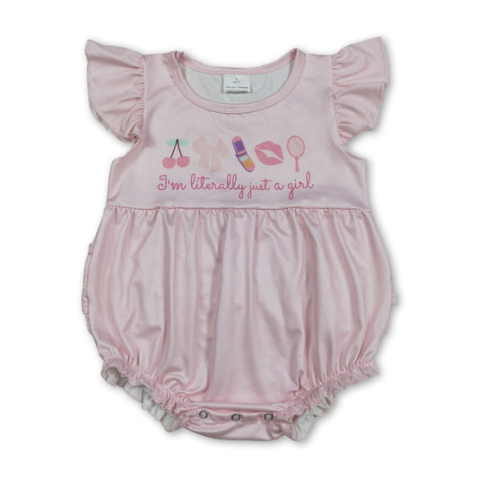 I'm literally just a girl ruffle make up baby romper