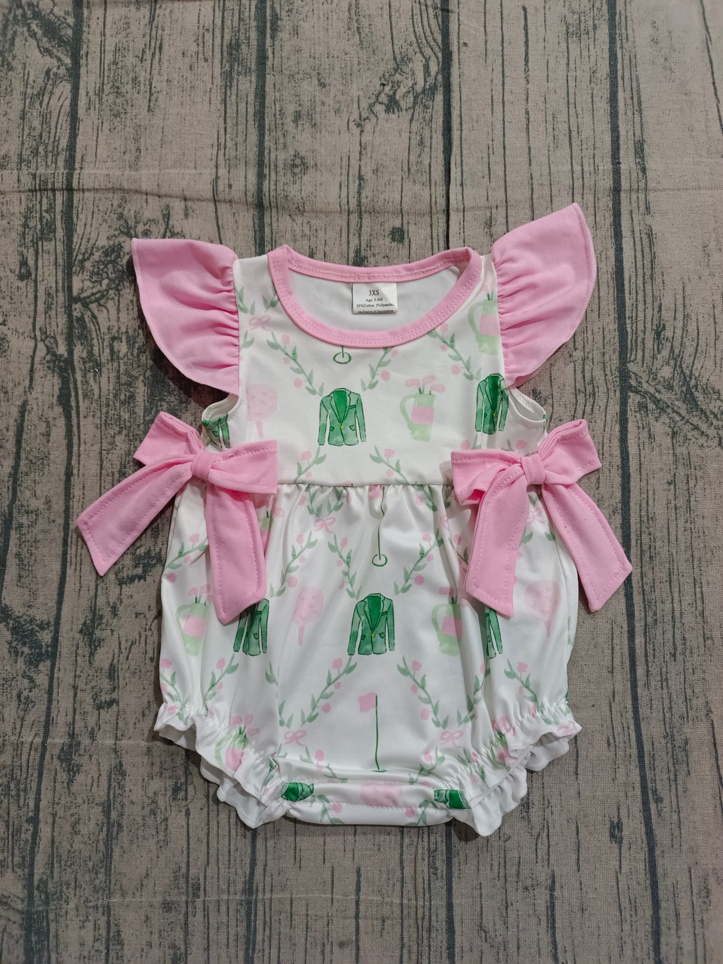 Pink flutter sleeves golf baby girls summer romper