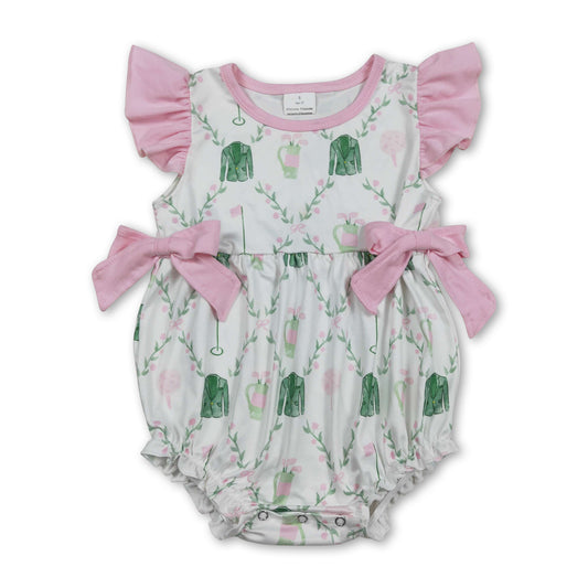 Pink flutter sleeves golf baby girls summer romper