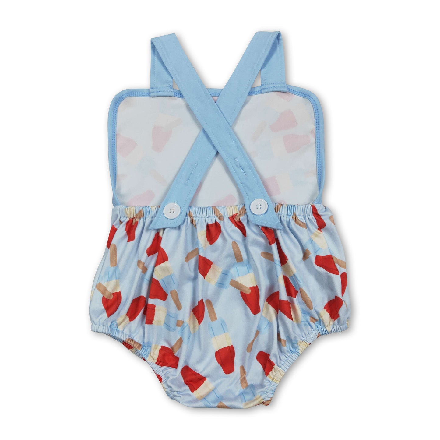 Light blue straps popsicle baby boy 4th of july romper