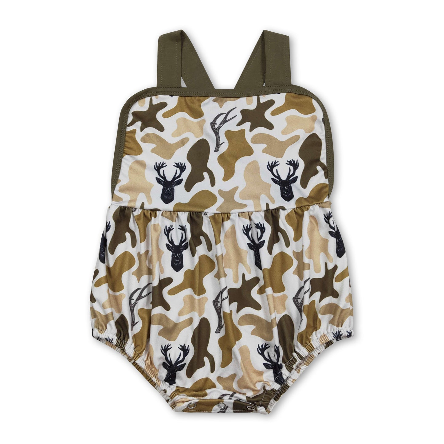Straps deer camo baby boy summer romper