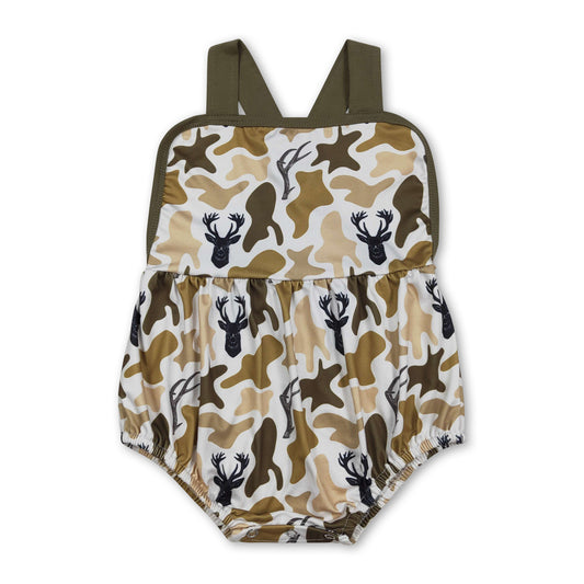 Straps deer camo baby boy summer romper