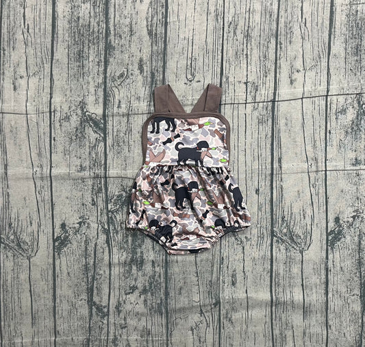 Straps dog duck camo baby boy summer romper