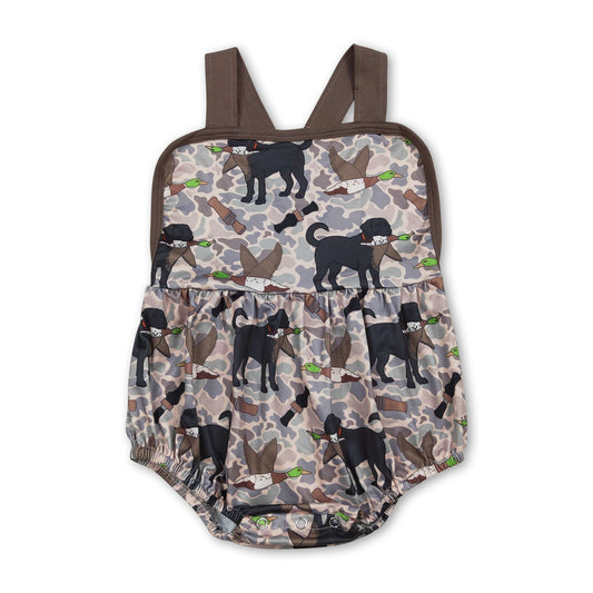 Straps dog duck camo baby boy summer romper