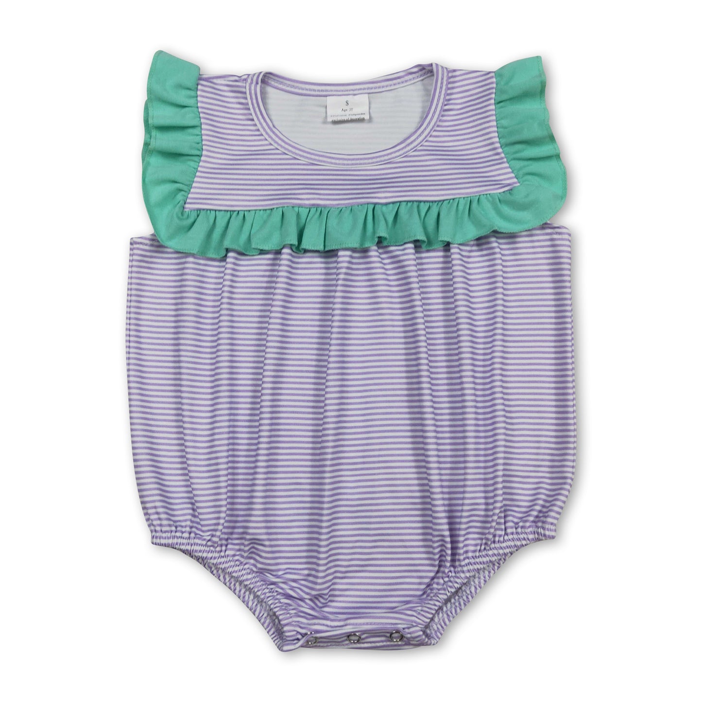 Ruffle lavender stripe baby girls summer romper