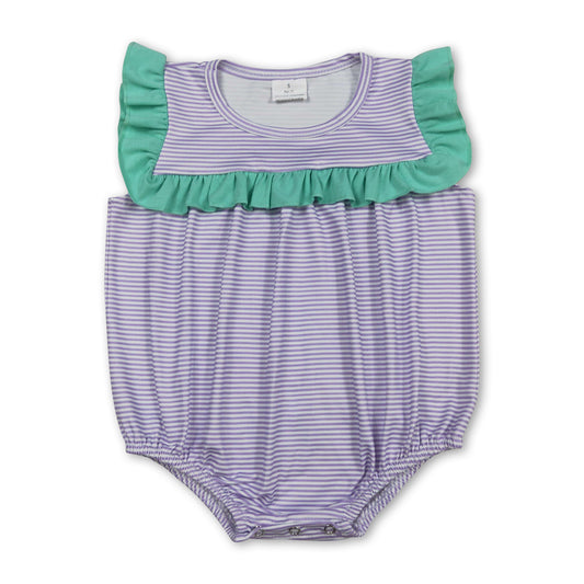 Ruffle lavender stripe baby girls summer romper