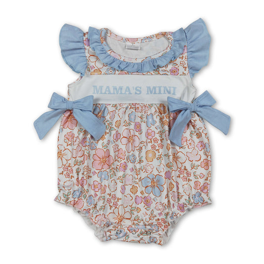 Flutter sleeves mama's mini floral baby girls romper