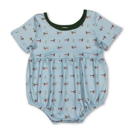 Short sleeves light blue duck baby boy summer romper