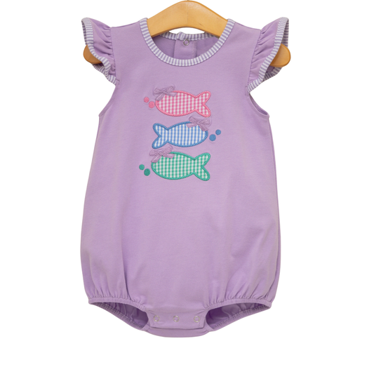 Lavender flutter sleeves fish bow baby girl summer romper