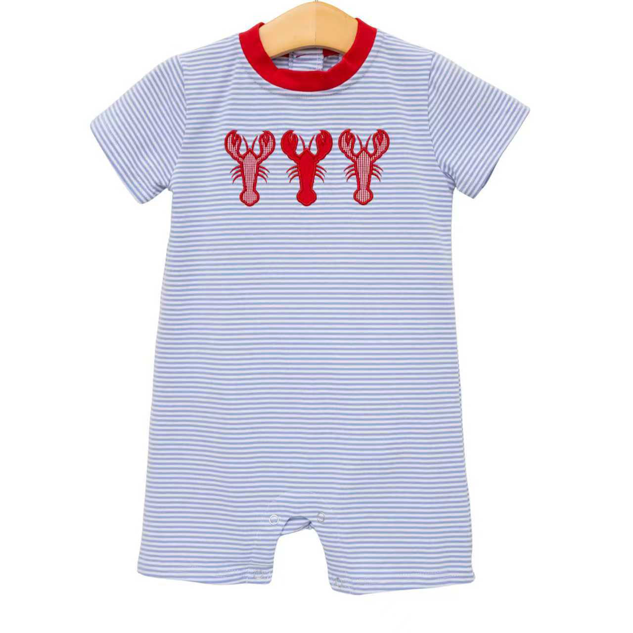 Short sleeves stripe crawfish baby boy summer romper