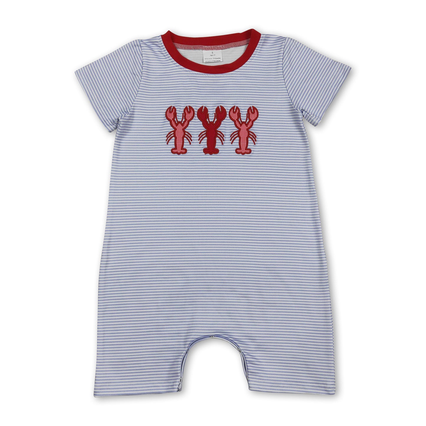 Short sleeves stripe crawfish baby boy summer romper