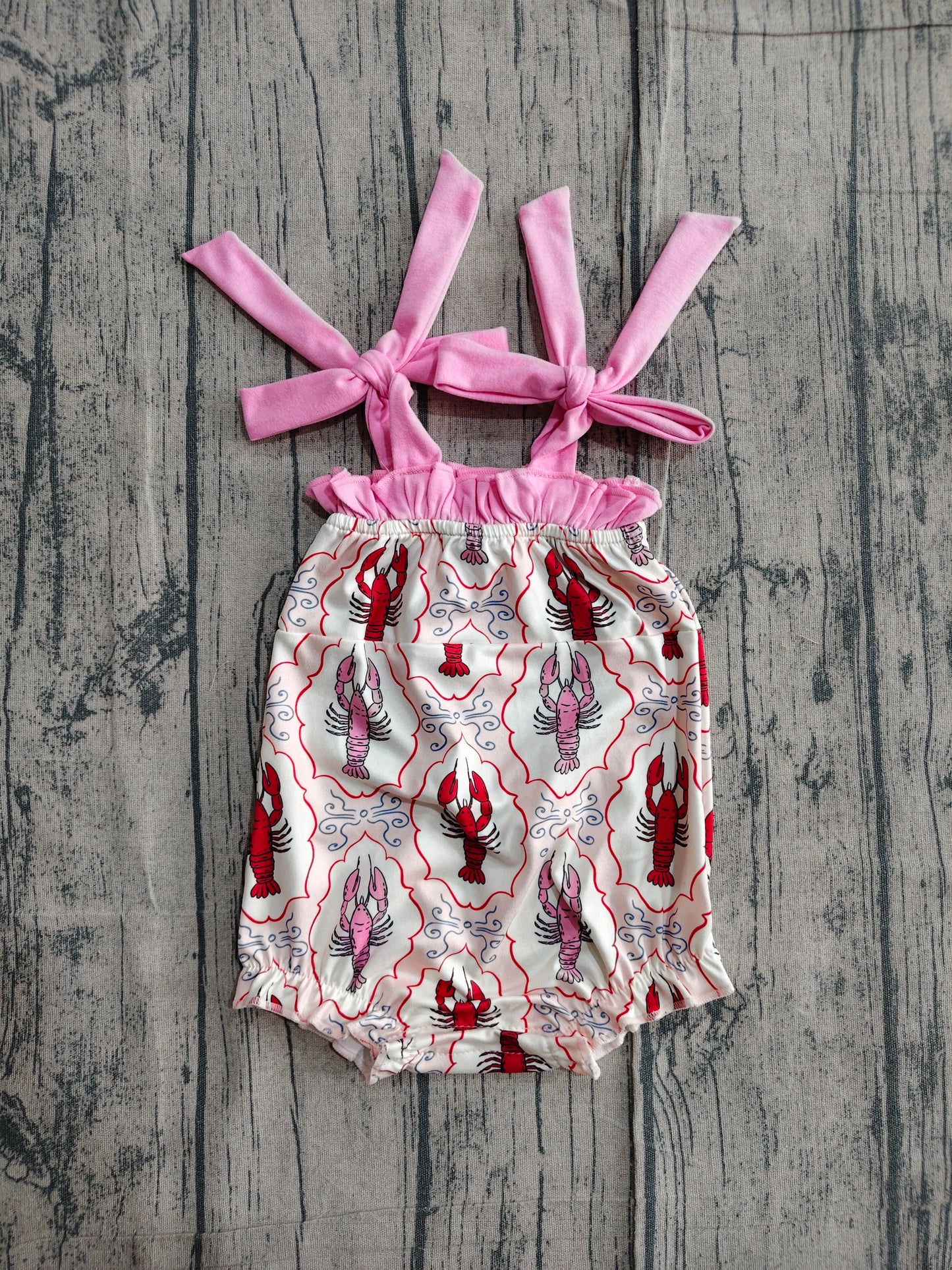 Straps ruffle crawfish baby girls summer romper