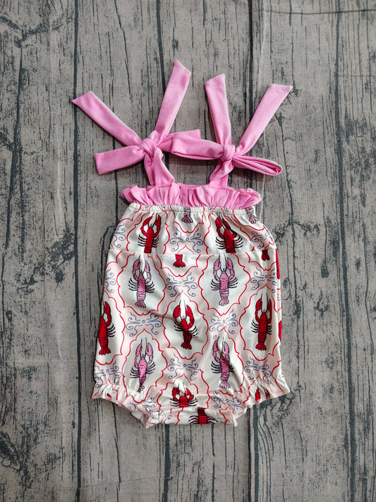 Straps ruffle crawfish baby girls summer romper