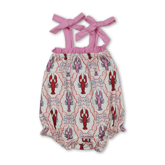 Straps ruffle crawfish baby girls summer romper
