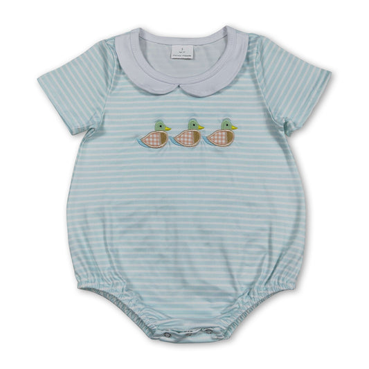 Short sleeves duck embroidery baby boy summer romper