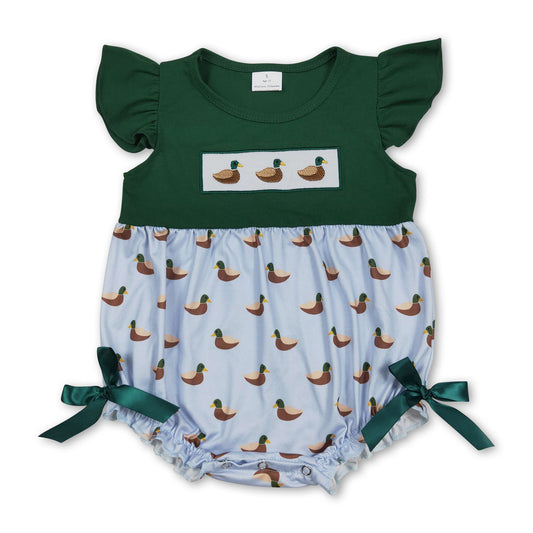 Flutter sleeves duck embroidery baby girl summer romper