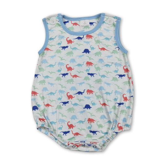 Sleeveless dinosaur baby boy summer romper